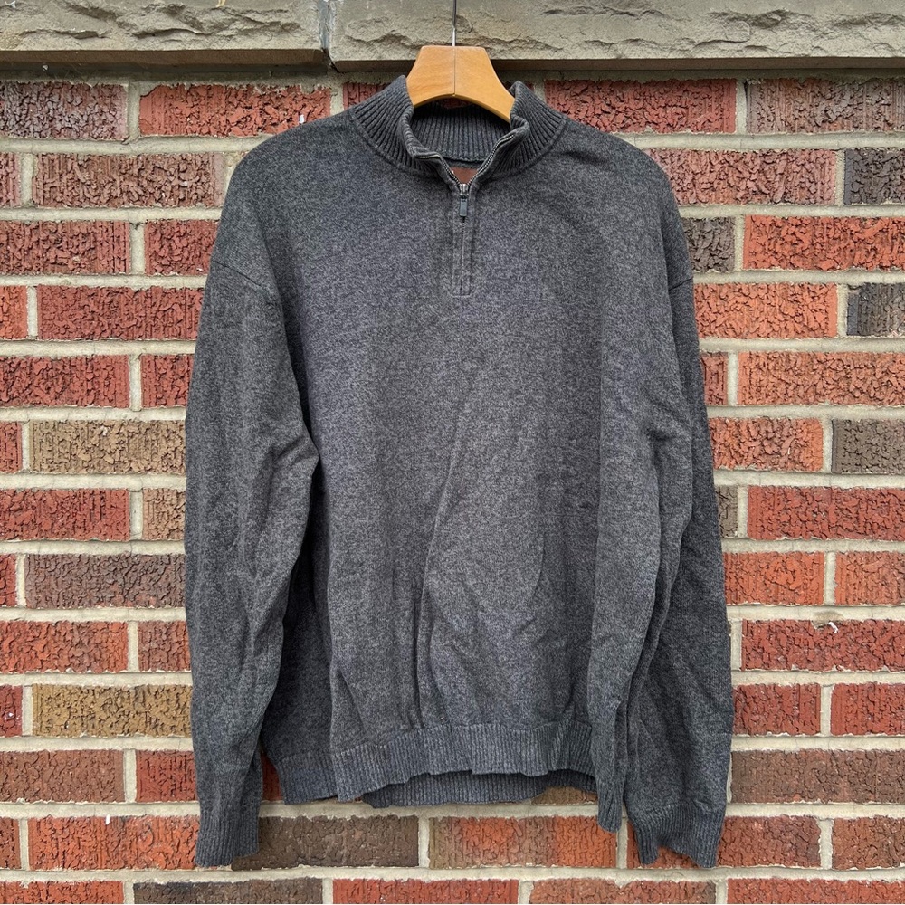 Perry Ellis Men's Dark Gray Half-Zip Sweater